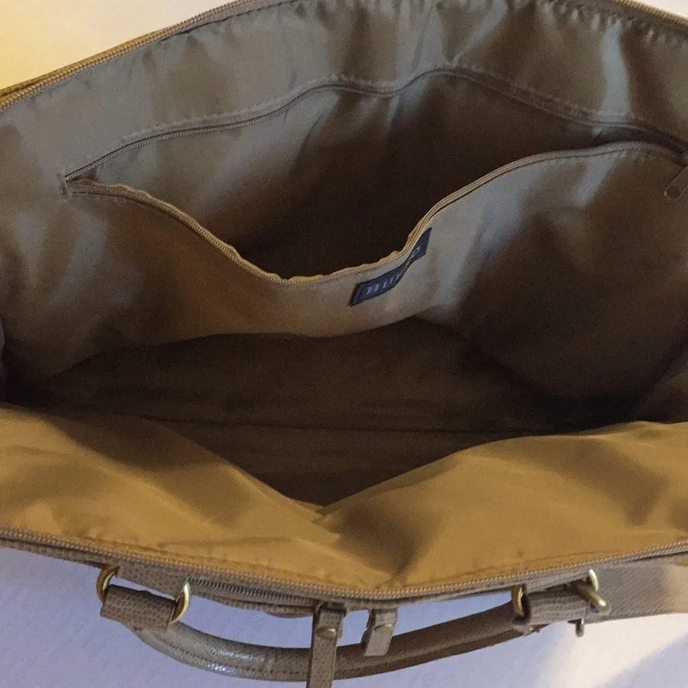 70s LAPTOP Briefcase Canvas Faux Lizard Pockets​ iPad Professional Office Tote